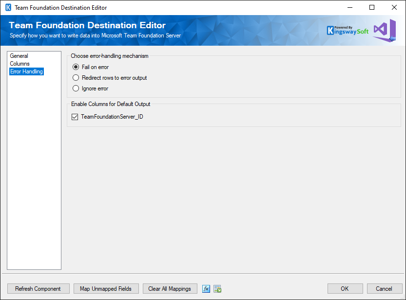 TFS Destination Component - Error Handling